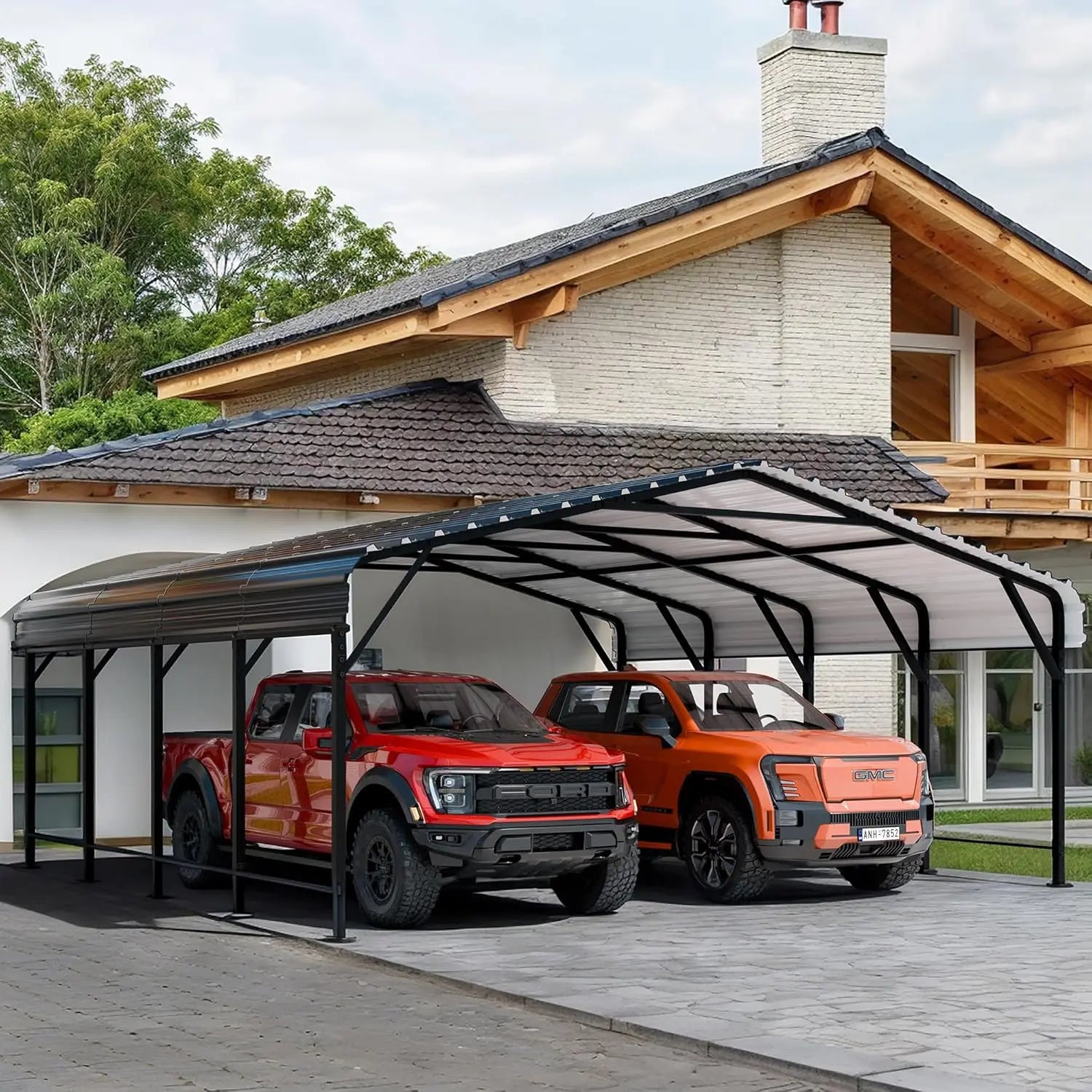 12x15 FT Heavy Duty Metal Carport Canopy with Enhanced Base & Frame