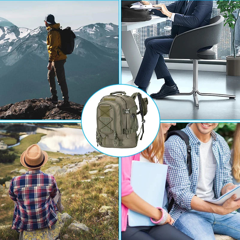 LQARMY 60L Male Travel Tactical backpack  Hiking Camping backpack Expandable Army Backpacks Molle  3 Day Assault Pack Rucksacks