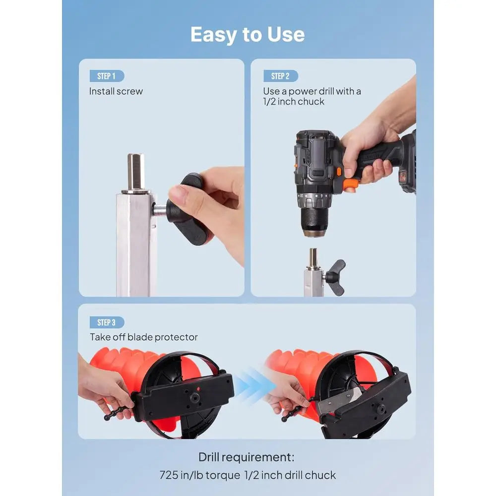 6-8 Diameter Ice Auger Bit Set with Replacement Blade, Blade Protector, and 1/2 Chuck Adapter