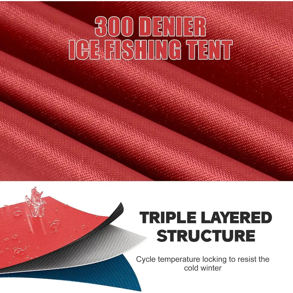 300D/600D Insulated Ice   fishing Shelter 2-3 Person, Wide Bottom Thermal Portable