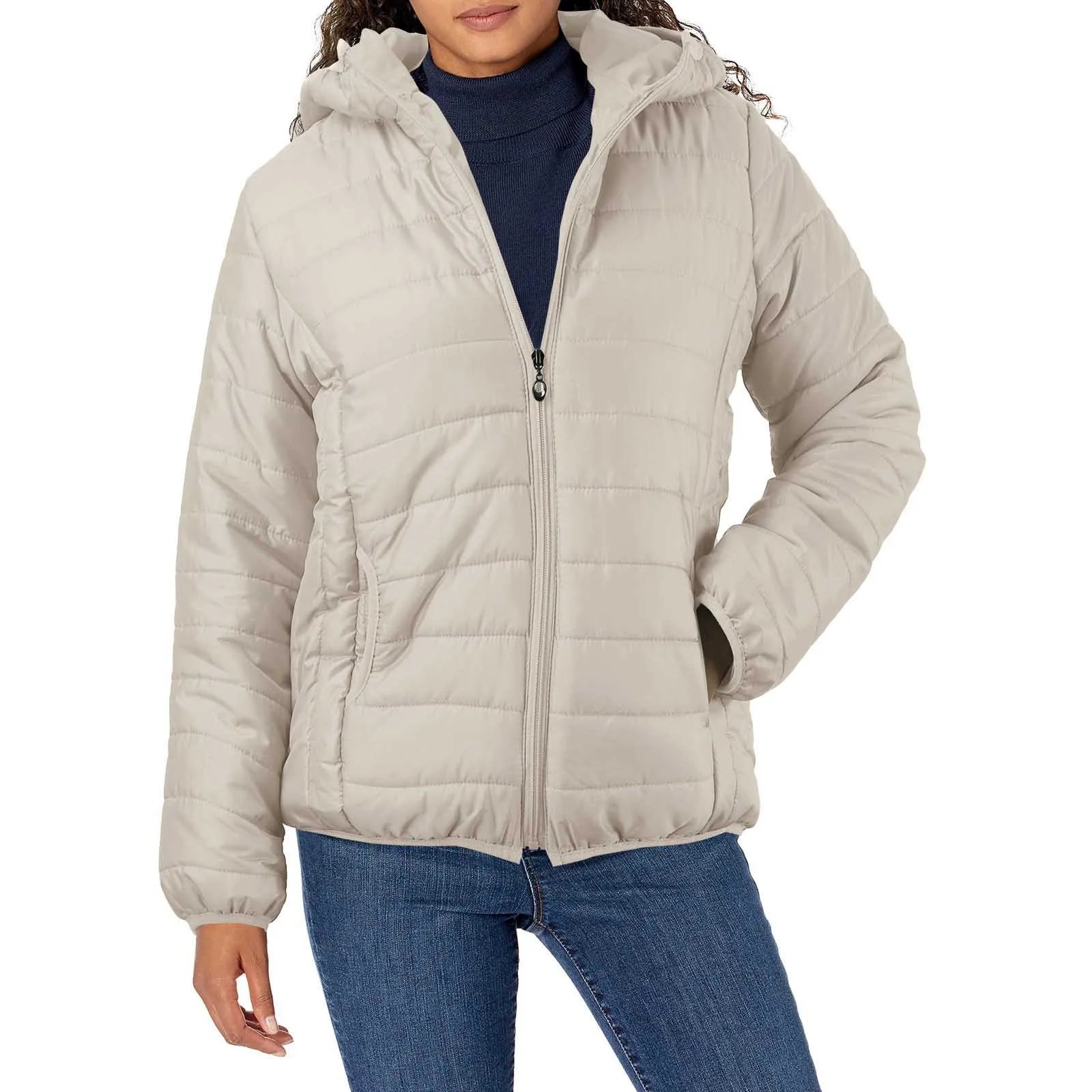 Winter Puffer Parkas Cotton Quilted Jacket Casual Outerwear Female Solid Color Zip Up Down Coat