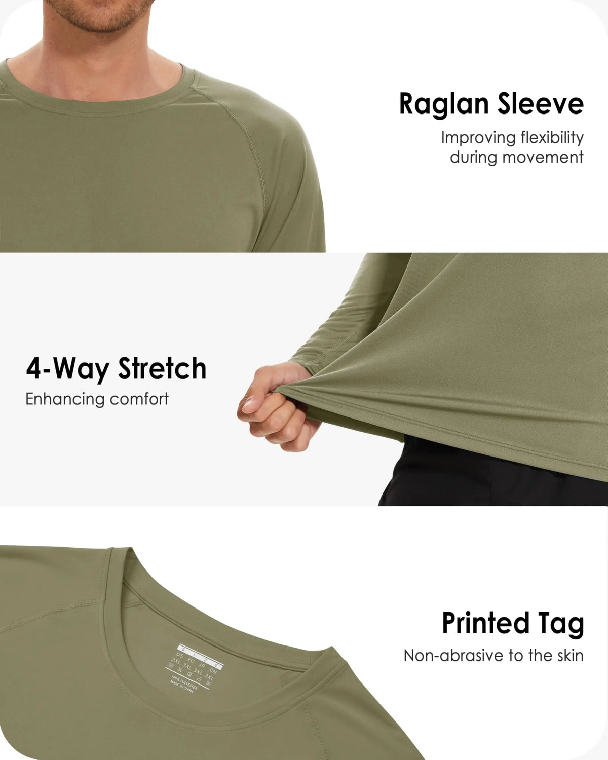 Men's Sun Protection Shirt UPF 50+ Long Sleeve Quick Dry Performance T-Shirt for Running Workout Golf
