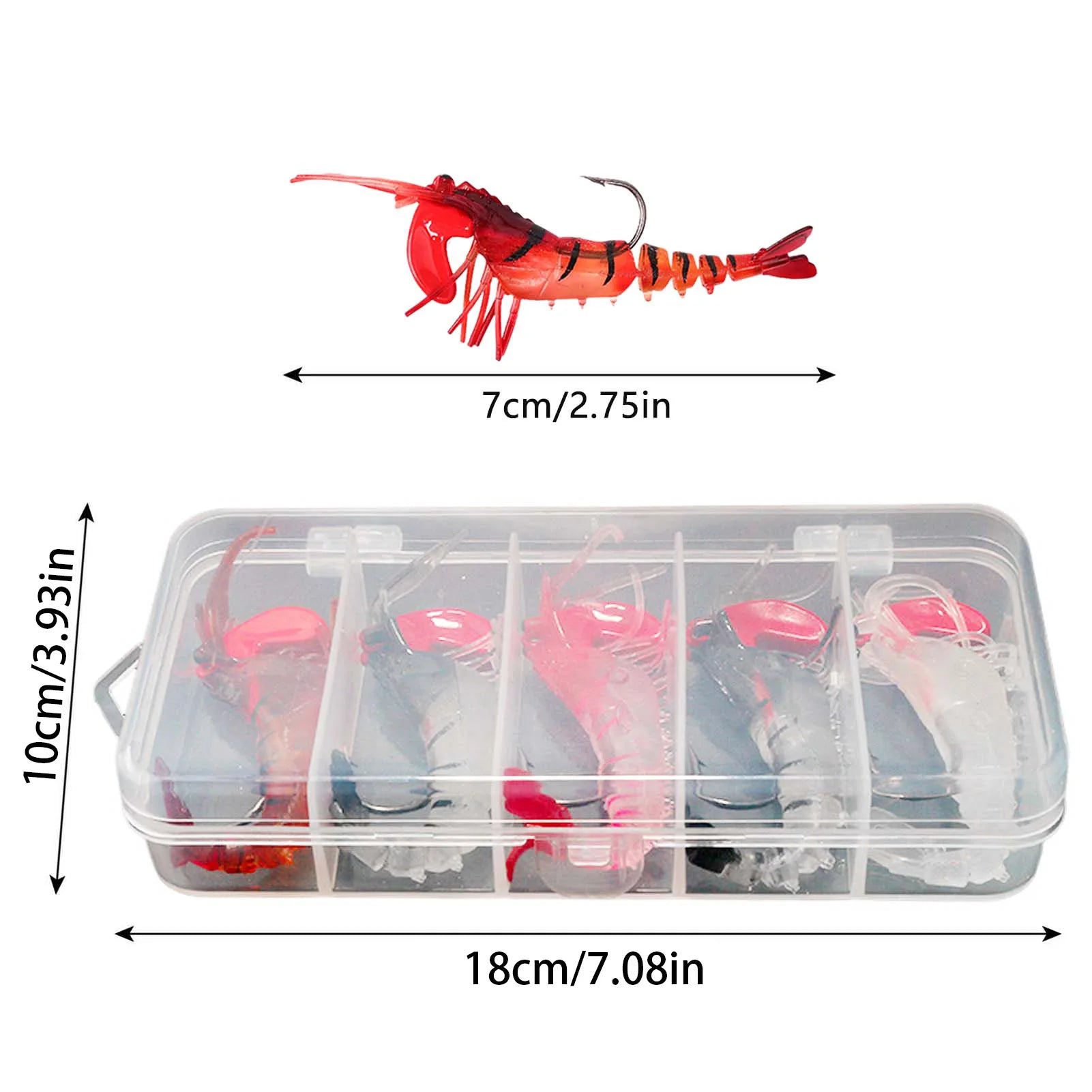 5pcs Soft Shrimp Lure Rigs Fishing Tackle Hooks Jigs Lifelike Swimbait