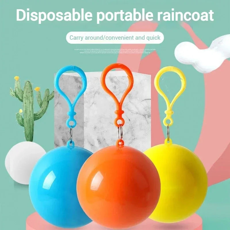 1/5 Random Disposable Raincoat Portable Waterproof Compression Ball Pocket Raincoat Outdoor Travel Hangable Poncho Camping Gear