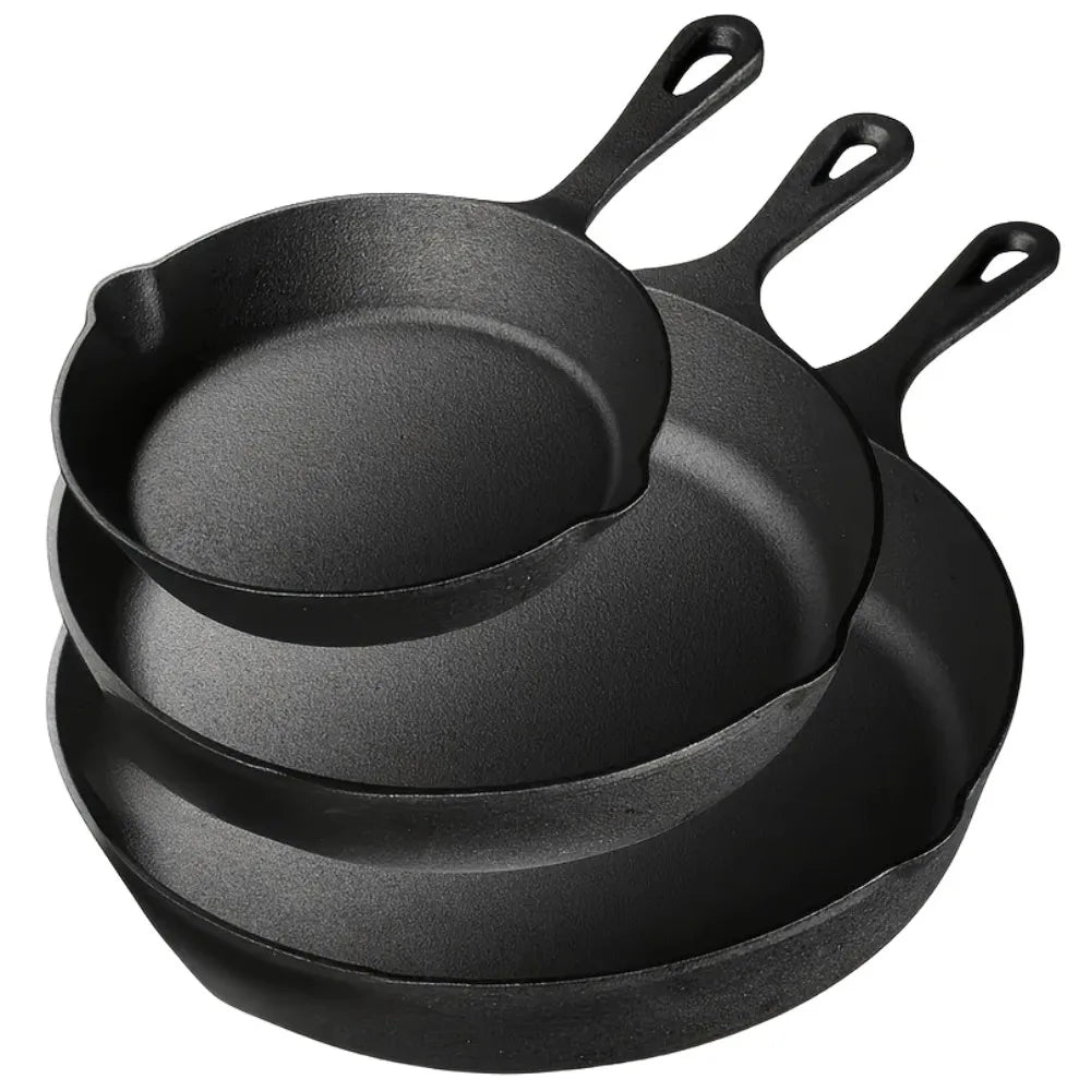 3PCS Cast Iron Skillet Set (6/8/10 Inch)
