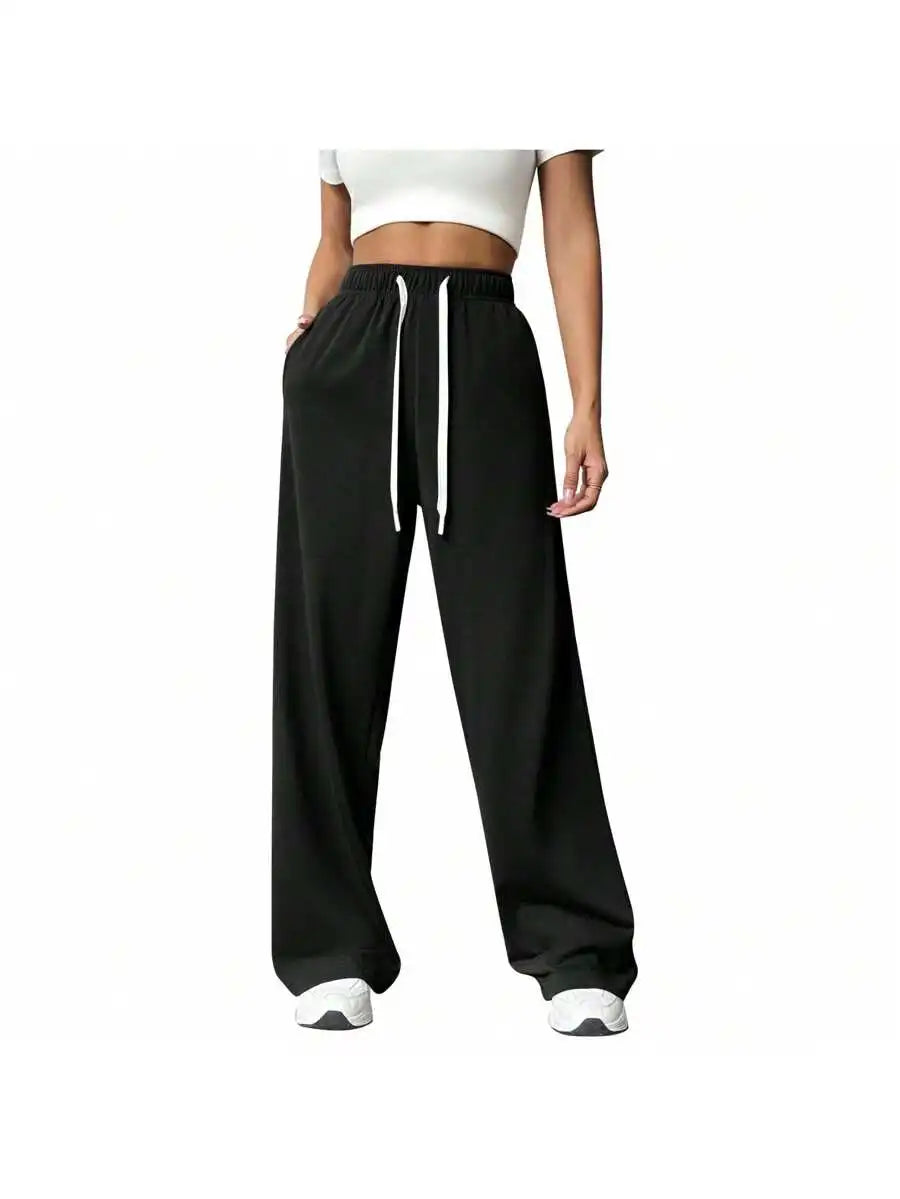 Women's Wide Leg Lounge Pants with Drawstring Waist and Pockets