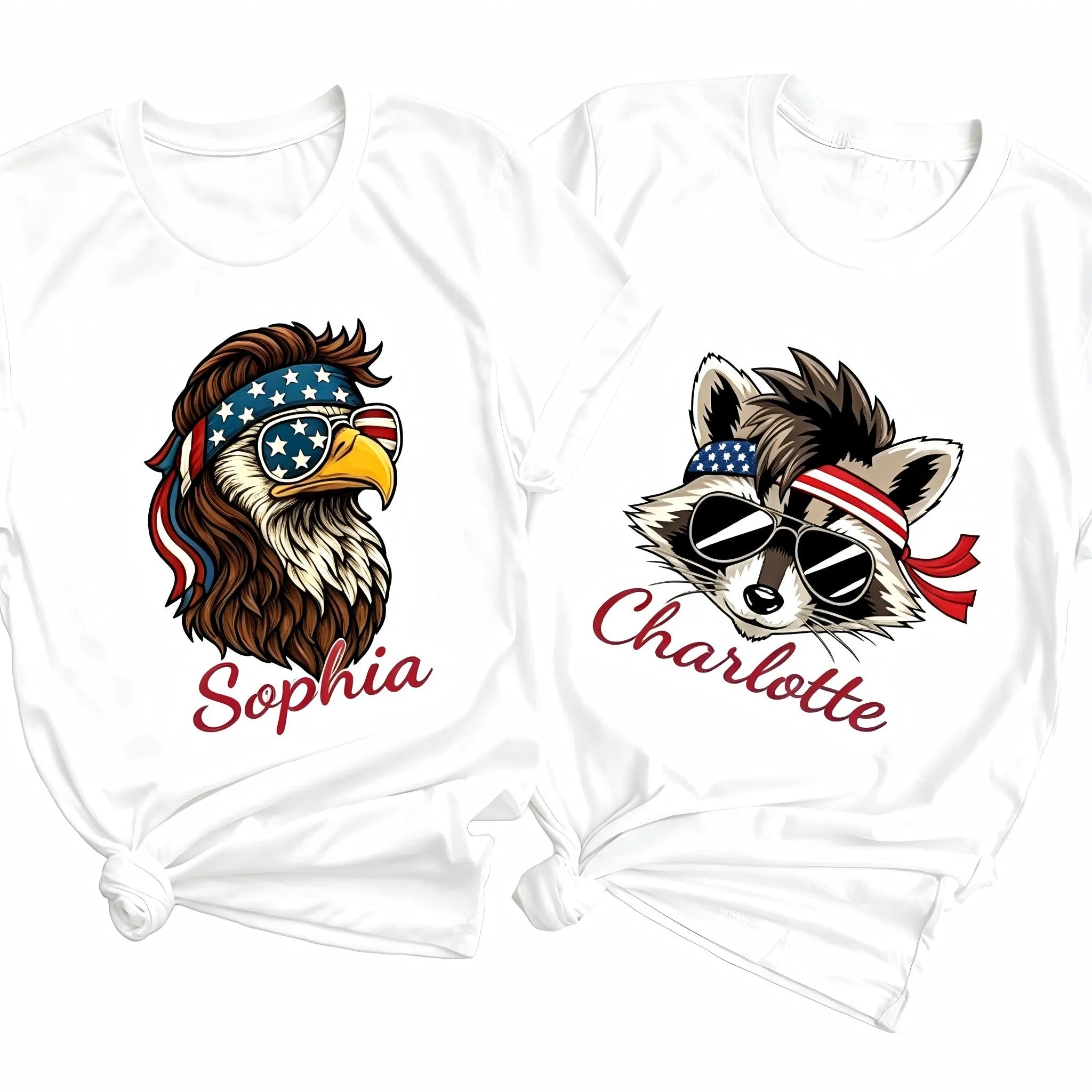 USA American Flag 4th of July Outfit for Men Women Kids,   Eagle Cat Raccoon Funny