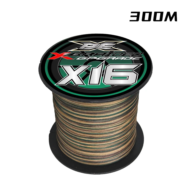 YGKX Fishing Lines X16 Strands Braided PE Line 300/500M Smooth Multifilament Line Carp Fly Fishing Wire Strong 16X Weave