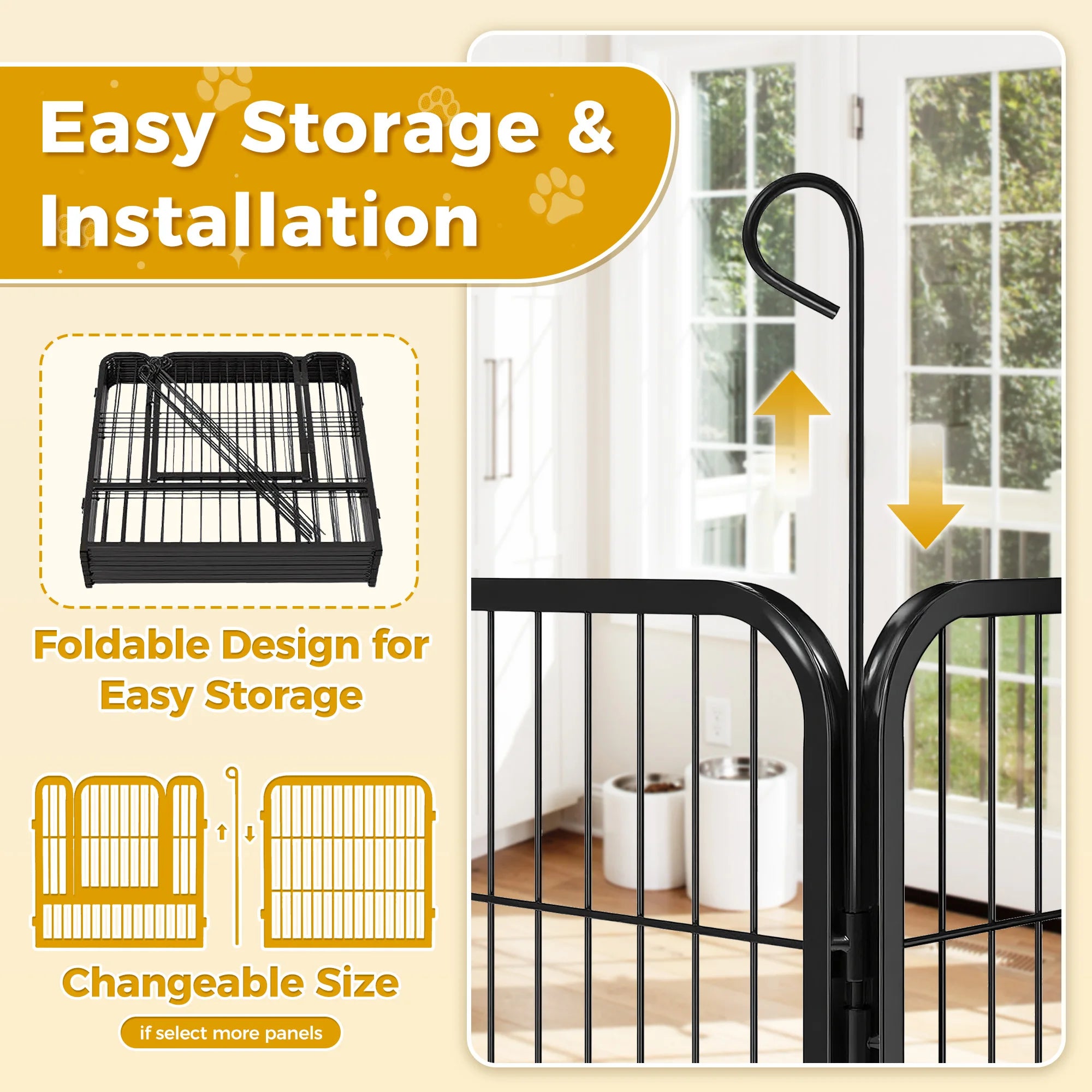 Dog Playpen with Door, Outdoor/Indoor Foldable Metal Pet Fence, Heavy Duty for Yard, RV Camping