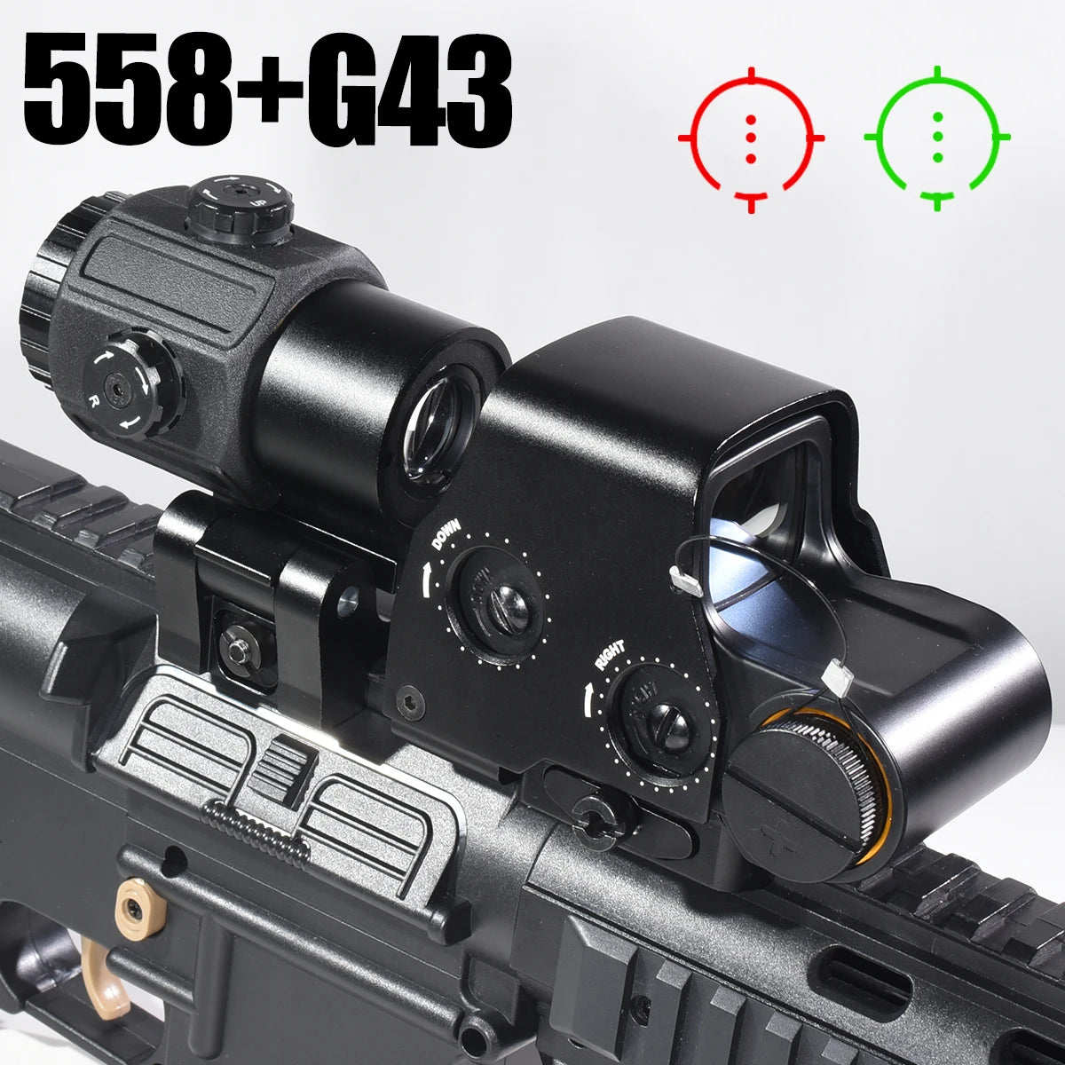 558 Holographic Red Dot G33/G43/G45 3X/5X Magnifier Red Green Reflex Sights Tactical Scope Folding