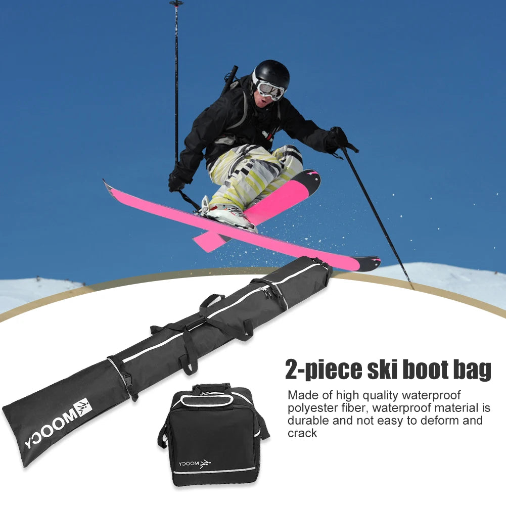 2 Pcs Ski Set Waterproof Ski Duffle Bag & Boot Tote Set  Ski Carrier Bag & Boot Pouch Ski Set with Boot Bag for Men Women
