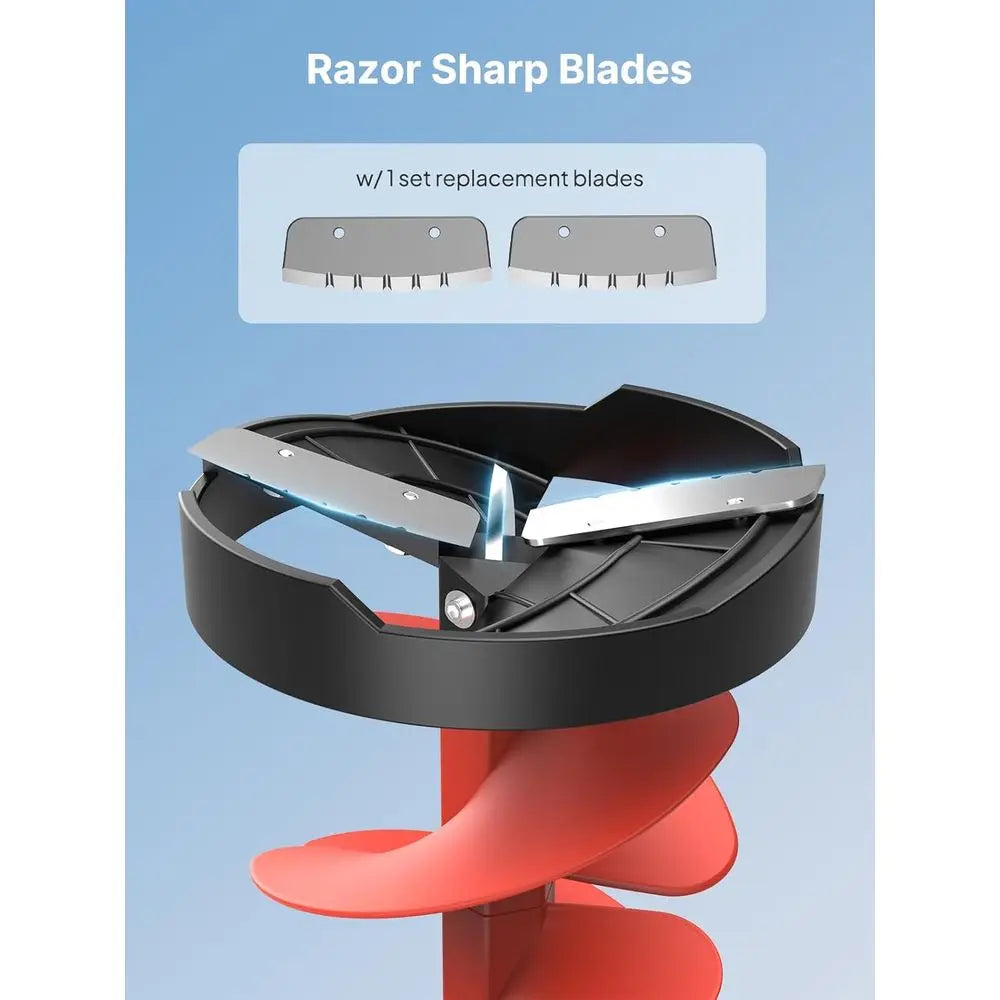 6-8 Diameter Ice Auger Bit Set with Replacement Blade, Blade Protector, and 1/2 Chuck Adapter