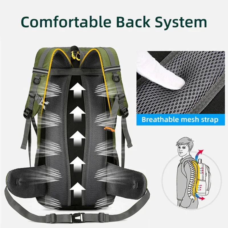 50L Travel Backpack Camping Men Large Hiking Bag Tourist Rucksack Waterproof