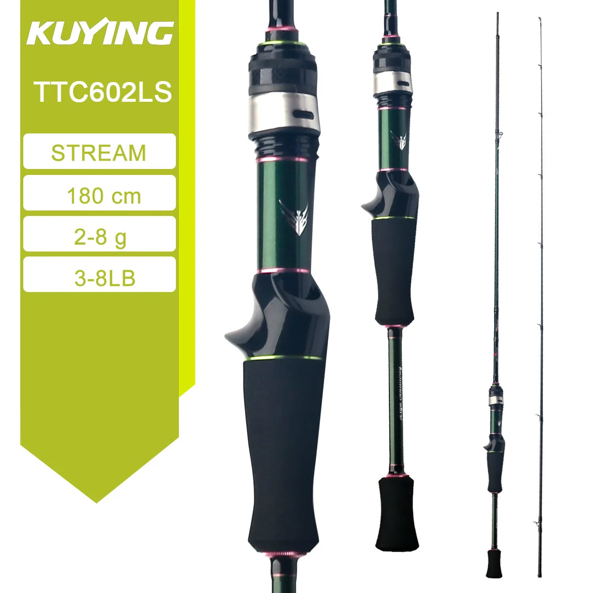 KUYING TETON Stream 5‘10“ 1.75m 6‘0“ 1.8m Spinning Casting Fishing Lure Rod Carbon FUJI Fast Speed Action River 0.3-8g 1-8lb