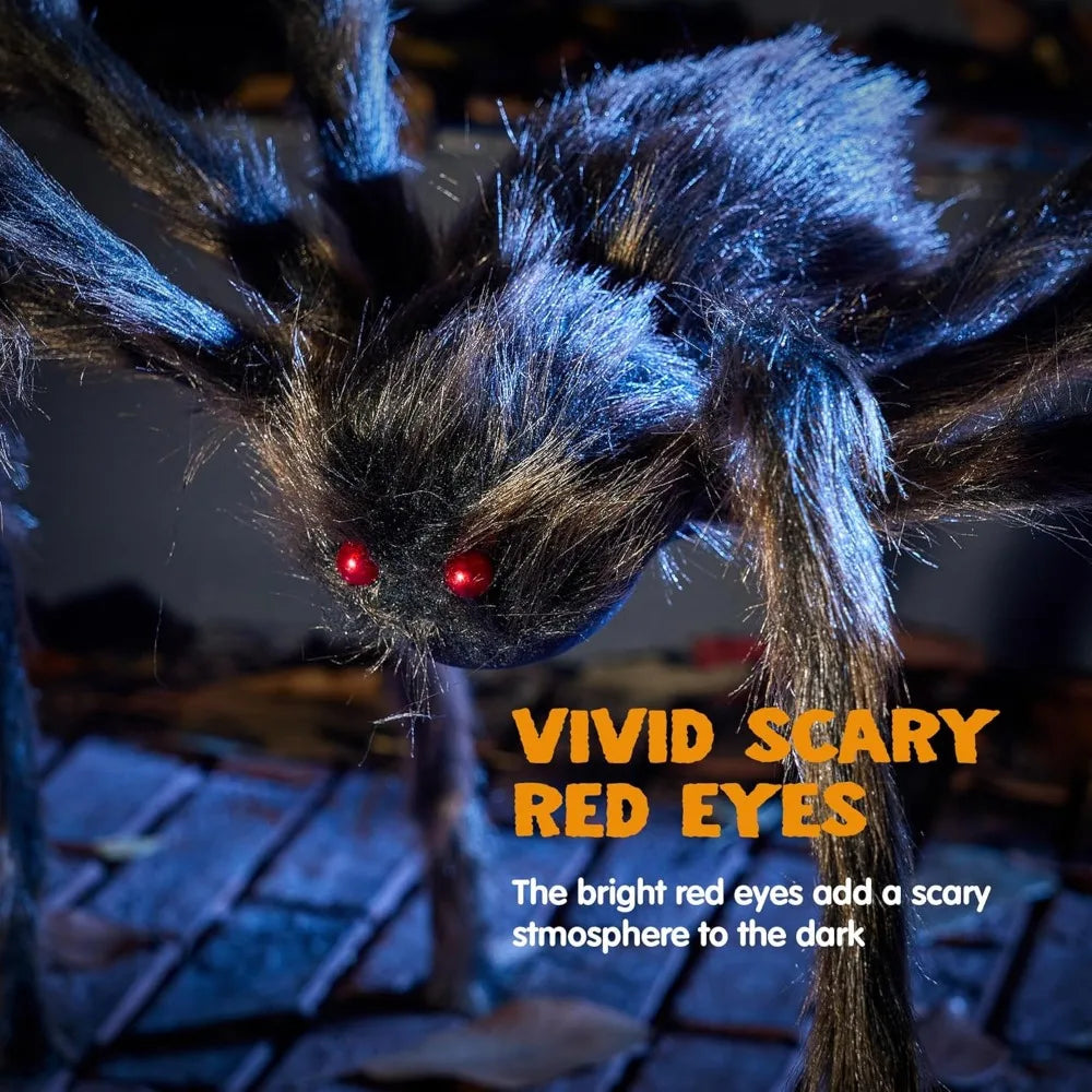 Large Giant Spider Halloween Outdoor Decorations Scary Large Spider Props Brown (Standing Height Is 15 Inches)