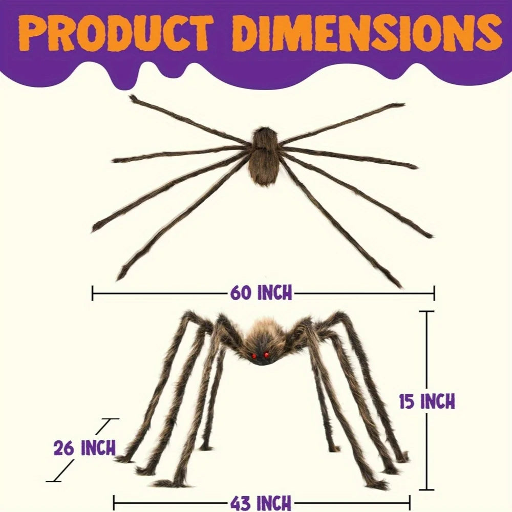 Large Giant Spider Halloween Outdoor Decorations Scary Large Spider Props Brown (Standing Height Is 15 Inches)