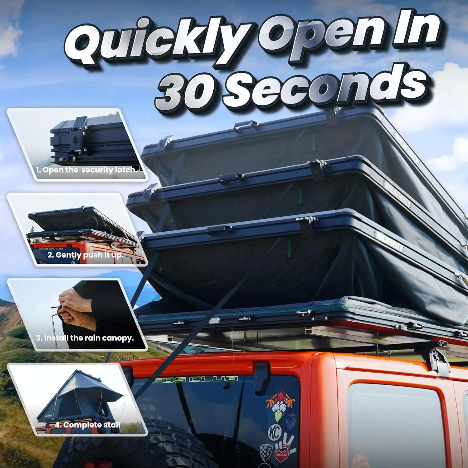 Rooftop Tent Hard Shell Roof Top Tent Hardshell Suitable for Jeep SUV Truck Van