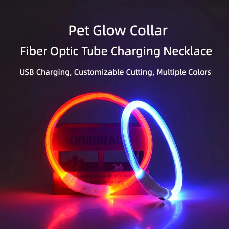 New LED Dog Collar USB Rechargeable，3 Mode Adjustable, Safe Reflective Pet Collar