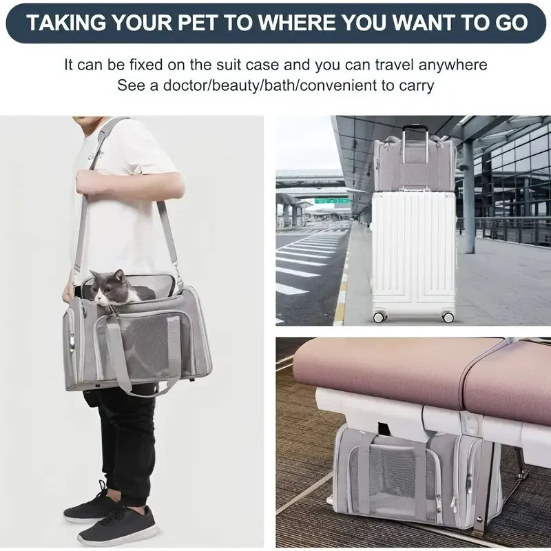 Pet Carrier Bag Side Ventilated Backpack Travel Bag Airline Approved Transport for Small Dogs Outgoing